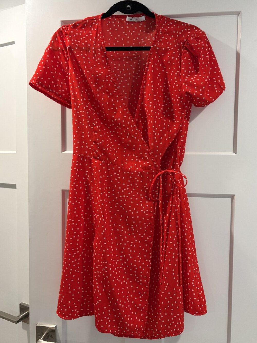 Cooper St Red Polka Dot Wrap Mini Dress Size S